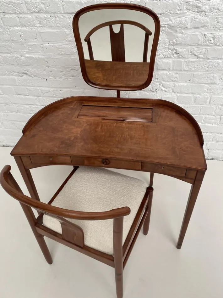 Pamono Model Brigitta Dressing Table & Chair by Carl Malmsten & Yngve Ekström for Bodafors, 1962, Set of 2 New