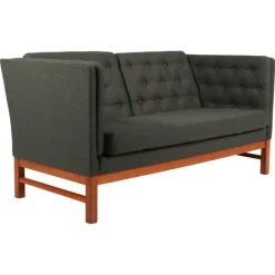 Pamono Model EJ315 2-Seater Sofa in Wool, Cherrywood and Leather by Erik Jørgensen, 2000s Clearance