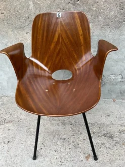 Pamono Model Medea Chairs with Armrest by Vittorio Nobili for Medea, 1950s, Set of 6