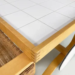 Pamono Modern Finnish Wood, Wicker Cart Tea Trolley 900 attributed to Alvar Aalto for Artek, 1970s Clearance