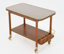 Pamono Modern Swedish Bar Cart in Mahogany and Brass, 1950s Discount