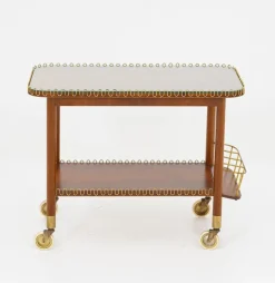Pamono Modern Swedish Bar Cart in Mahogany and Brass, 1950s Discount