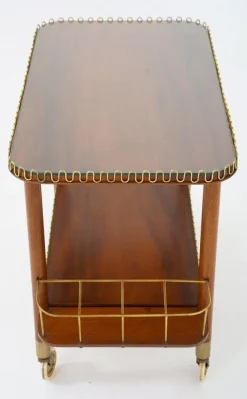 Pamono Modern Swedish Bar Cart in Mahogany and Brass, 1950s Discount