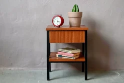 Pamono Modernist Bedside Table in Wood and Metal, 1960s Clearance