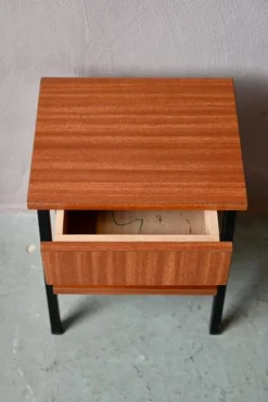 Pamono Modernist Bedside Table in Wood and Metal, 1960s Clearance