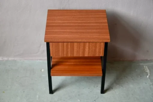 Pamono Modernist Bedside Table in Wood and Metal, 1960s Clearance