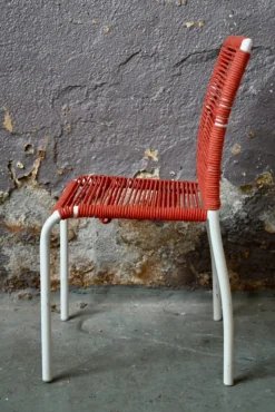 Pamono Modernist Children's Chair in Steel and Red Rope, France, 1950s Discount