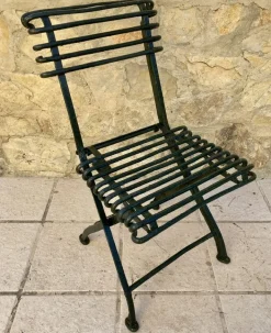 Pamono Modernist Green Iron Garden Folding Chair, 1930s New