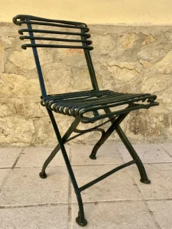 Pamono Modernist Green Iron Garden Folding Chair, 1930s New