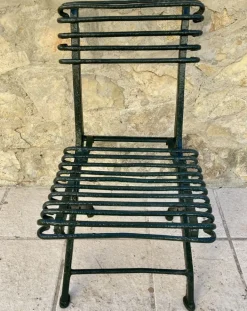 Pamono Modernist Green Iron Garden Folding Chair, 1930s New