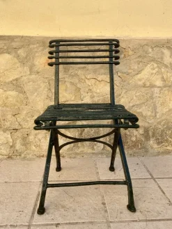 Pamono Modernist Green Iron Garden Folding Chair, 1930s New