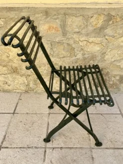 Pamono Modernist Green Iron Garden Folding Chair, 1930s New