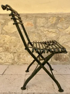 Pamono Modernist Green Iron Garden Folding Chair, 1930s New