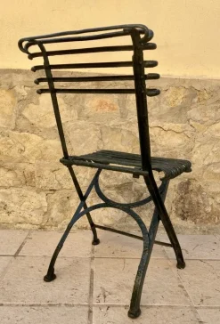 Pamono Modernist Green Iron Garden Folding Chair, 1930s New