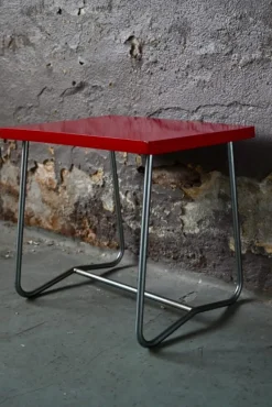 Pamono Modernist Red School Desk in Wood and Aluminum Tube by R. Gleizes, 1950s Outlet