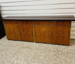 Pamono Modernist Sideboard in Radica and Gilded Metal, 1970s Sale