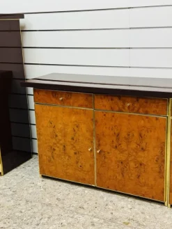 Pamono Modernist Sideboard in Radica and Gilded Metal, 1970s Sale