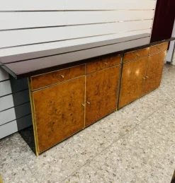 Pamono Modernist Sideboard in Radica and Gilded Metal, 1970s Sale