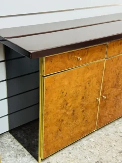 Pamono Modernist Sideboard in Radica and Gilded Metal, 1970s Sale