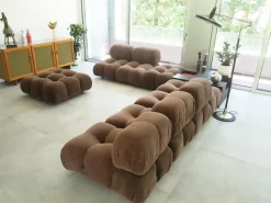 Pamono Modular Camaleonda Armchairs and Ottoman in Brown Corduroy by Mario Bellini for C&b Italia, 1970s, Set of 8 Sale