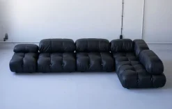 Pamono Modular Cameleonda Sofa in Black Leather by Mario Bellini for B&B Italia, 1970s, Set of 8