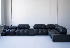 Pamono Modular Cameleonda Sofa in Black Leather by Mario Bellini for B&B Italia, 1970s, Set of 8