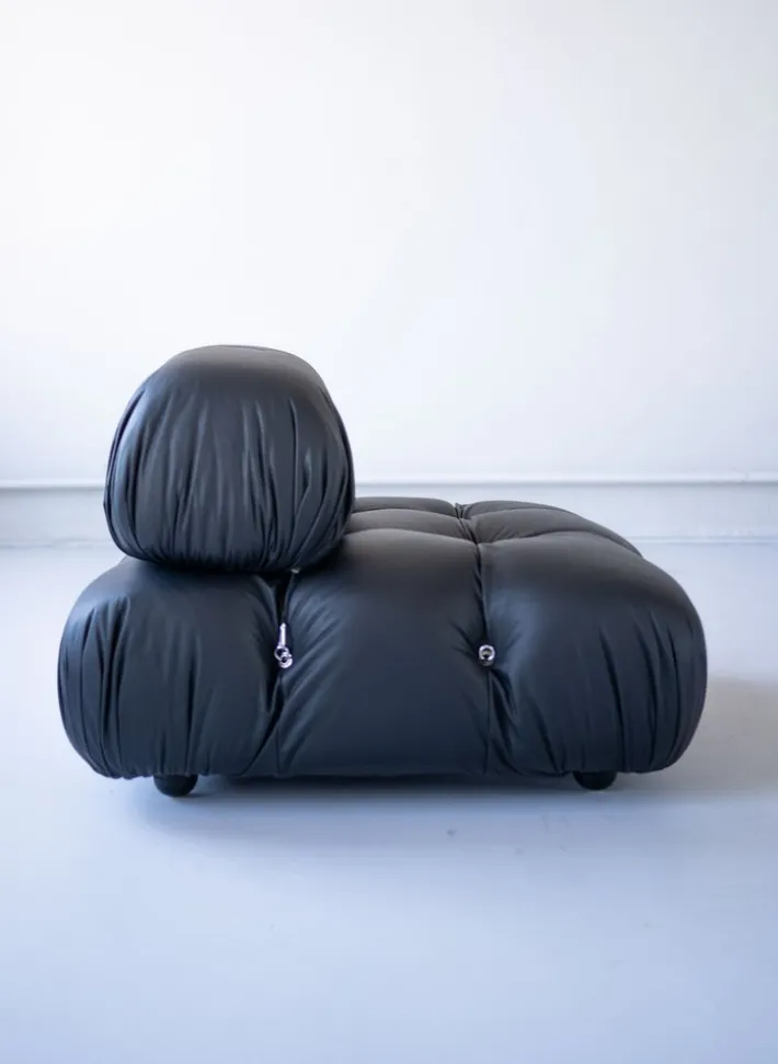 Pamono Modular Cameleonda Sofa in Black Leather by Mario Bellini for B&B Italia, 1970s, Set of 8