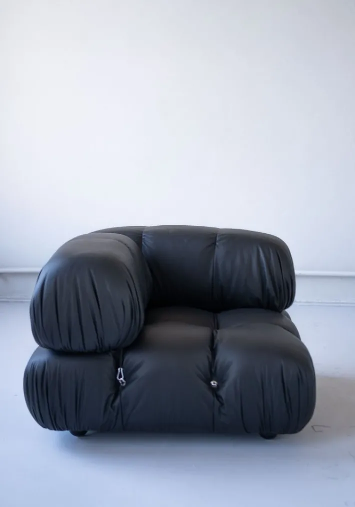 Pamono Modular Cameleonda Sofa in Black Leather by Mario Bellini for B&B Italia, 1970s, Set of 8