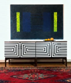 Pamono Modular Sideboard with Op Art Motif, 1970s, Set of 2 Outlet