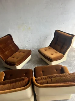 Pamono Modular Sofa in Brown Velvet from Airborne, 1970s, Set of 4 Hot