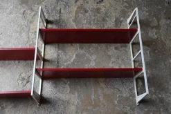 Pamono Modular Wall Shelf in Red and White, 1970s Sale