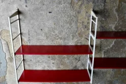 Pamono Modular Wall Shelf in Red and White, 1970s Sale