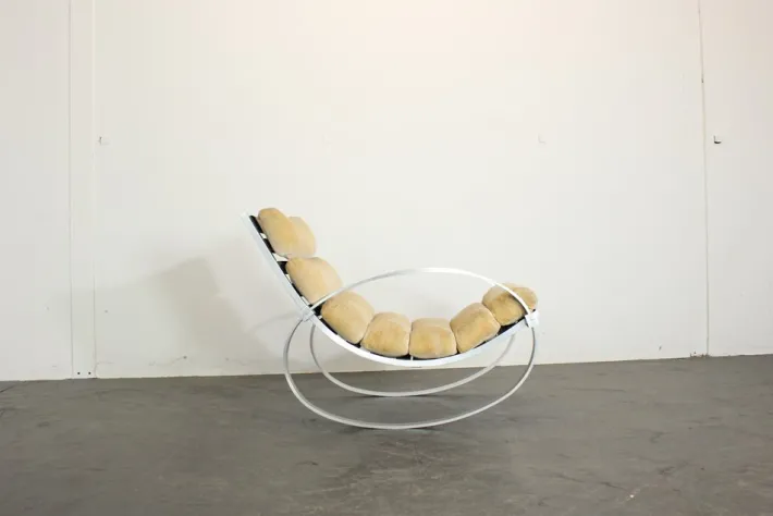 Pamono Mohair Rocking Chair from Hans Kaufeld Hot