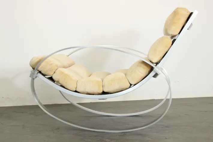 Pamono Mohair Rocking Chair from Hans Kaufeld Hot
