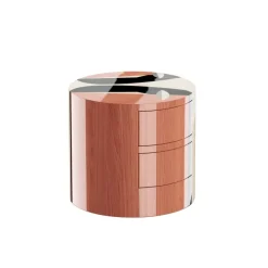 Pamono Naif Bedside Table Round Bedside Table Pink 3 Drawers Geometric Pattern Wood by HOMMÉS Studio Sale