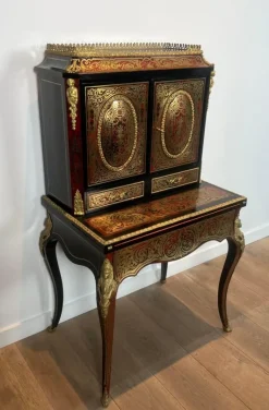 Pamono Napoleon III Bonheur du Jour Desk in Boulle Marquetry New