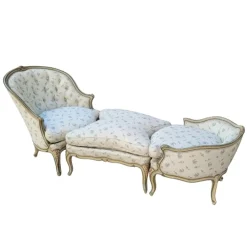 Pamono Napoleon III Chaise Longue or Duchesse in Polychrome Wood, France