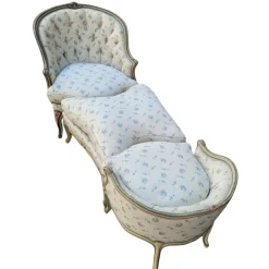 Pamono Napoleon III Chaise Longue or Duchesse in Polychrome Wood, France