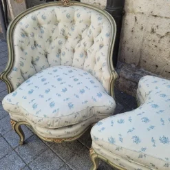 Pamono Napoleon III Chaise Longue or Duchesse in Polychrome Wood, France