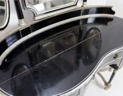 Pamono Napoleon III Dressing Table in Black Lacquered Wood and 3 Mirrors, 1960s, Set of 2 Clearance