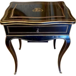Pamono Napoleon III Ebony Worktable / Vanity Table from Diehl, Paris, 19th Century Clearance