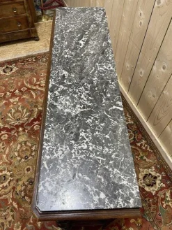 Pamono Napoleon III Oak Console Table with Grey Veined Marble
