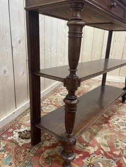 Pamono Napoleon III Oak Console Table with Grey Veined Marble