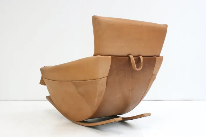 Pamono Natural Leather Rocking Chair from de Sede, Switzerland, 1970s Online