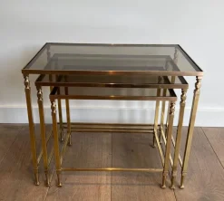 Pamono Neoclassical Brass Nesting Tables by Maison Ramsay, Set of 3 Outlet