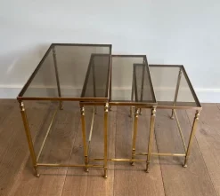 Pamono Neoclassical Brass Nesting Tables by Maison Ramsay, Set of 3 Outlet
