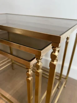 Pamono Neoclassical Brass Nesting Tables by Maison Ramsay, Set of 3 Outlet