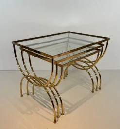 Pamono Neoclassical Brass Nesting Tables, Set of 3 Outlet