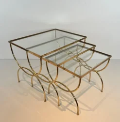 Pamono Neoclassical Brass Nesting Tables, Set of 3 Outlet