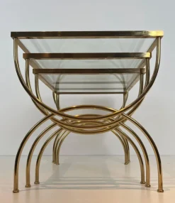 Pamono Neoclassical Brass Nesting Tables, Set of 3 Outlet